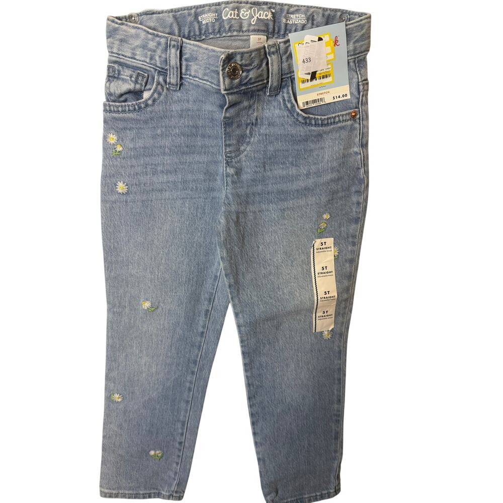 Cat & Jack Adjustable Waist light Blue Denim Straight Fit Jeans Size 5T NWT